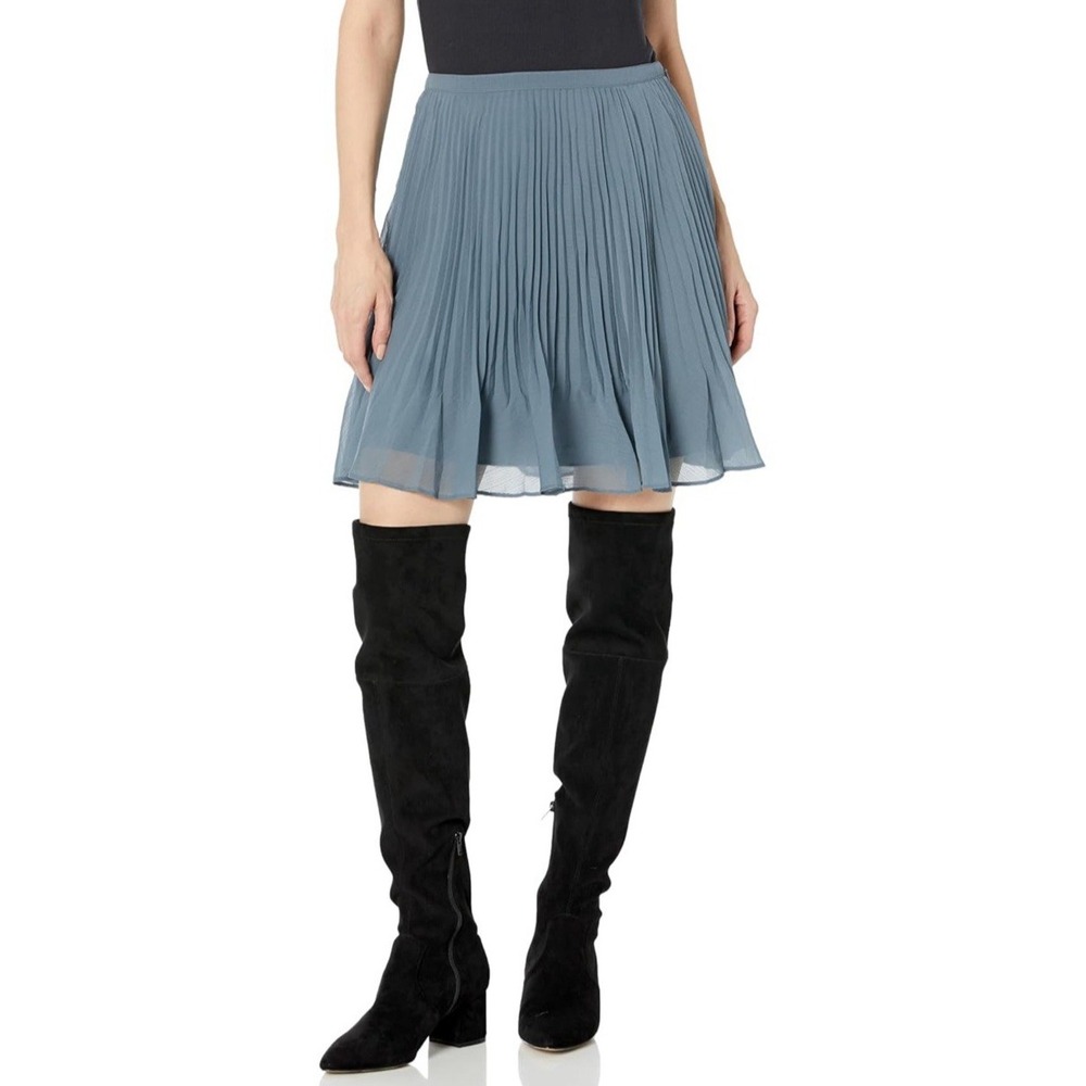 NWT Club Monaco Women's Pleated Flounce Skirt - Size XL - Color Blue - MSRP $179